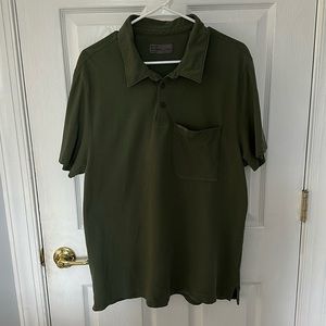 Figs Tailored Scrubs Shirt Size XL X-Large Army Green Polo Collar Women’s Top